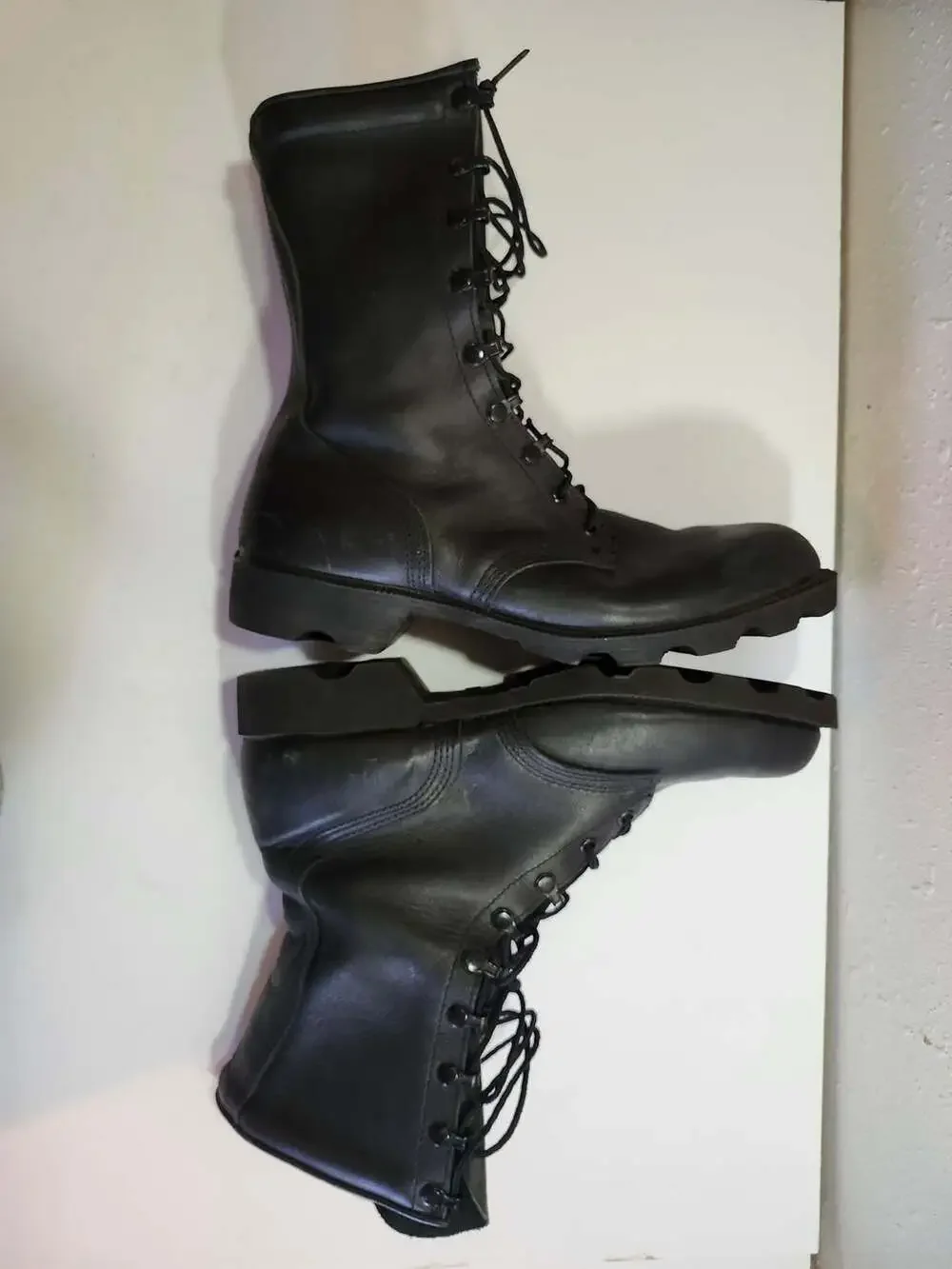 Ro-Search Black Leather Combat Boots Size 9.5 Military Vintage